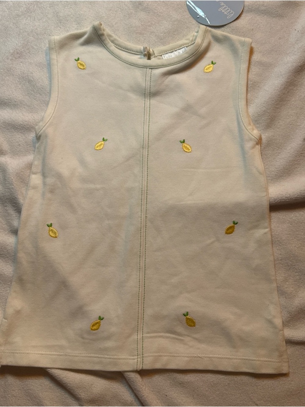 NWT Little English Cream Sleeveless Dress with Yellow Lemon Embroidery